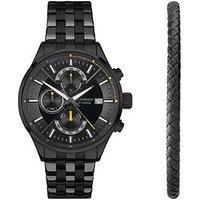 Sekonda Mens Speed Black Stainless Steel Bracelet With Black Dial Analogue Watch Gift Set