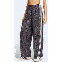 Adidas Originals Womens Leopard Print Satin Track Pants - Black