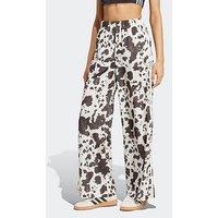 Adidas Originals Womens Cow Print Satin Track Pants - White/Brown