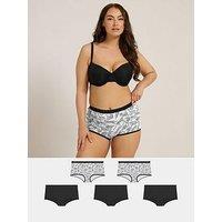 Yours Curve 5 Pack Leopard Print Shorts - Grey