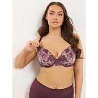 Yours Curve Floral Non Padded Bra - Purple