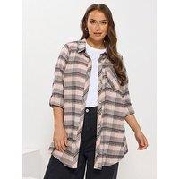 Yours Curve Boyfriend Check Shirt - Pink