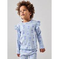The Very Collection Girls Rib Jersey Tulip Print Pyjama Set - Purple