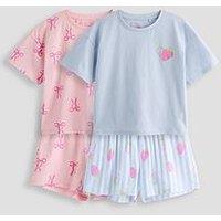 The Very Collection Girls 2 Pack Jersey Pyjamas - Pink/Blue