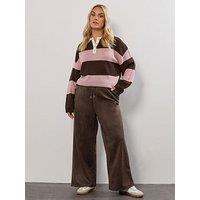 Yours Curve Suedette Wide Leg Trouser - Brown