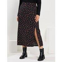 Yours Curve Textured Tube Skirt - Black