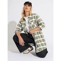 Yours Curve Boyfriend Check Shirt - Green