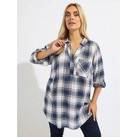 Yours Curve Check Shirt - Blue
