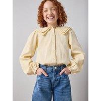 The Very Collection Girls Double Collar Shirt - Lemon
