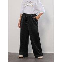 Yours Curve Suedette Wide Leg Trouser - Black