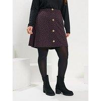Yours Curve Button Front Skirt - Purple