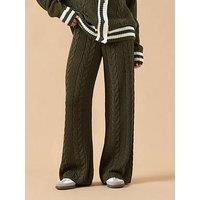 Pixiegirl Petite Cable Wide Leg Trouser - Green
