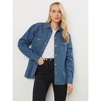 Long Tall Sally Mid Wash Denim Shirt - Blue
