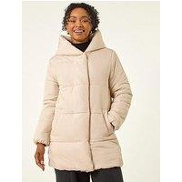 Roman Petite Hooded Quilted Puffer Coat - Grey