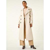 Roman Textured Premium Belted Smart Coat - Beige