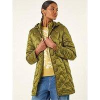 Roman Hooded Quilted Puffer Coat - Green