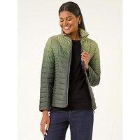Roman Ombre Funnel Padded Coat - Green