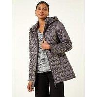 Roman Hooded Quilted Puffer Coat - Grey