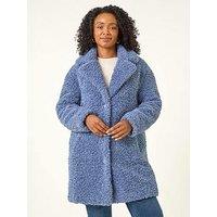 Roman Petite Teddy Longline Coat - Blue