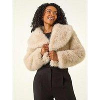 Roman Petite Cropped Fur Coat - Grey