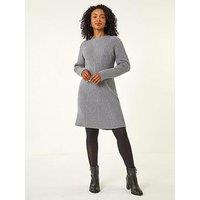 Roman Petite Ribbed Knitted Dress - Grey