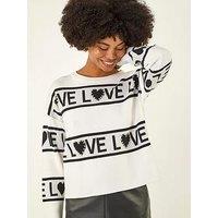 Roman Love Motif Knit Jumper - White