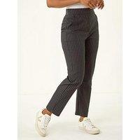 Roman Petite Stripe Bengaline Stretch Trouser - Black