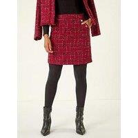 Roman Checkered Boucle A-Line Skirt - Red