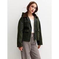 New Look 915 Girls Dark Khaki Coated Hooded Jacket - Dark Khaki