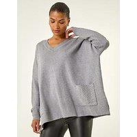 Roman Hotfix Pocket Knit Jumper - Grey