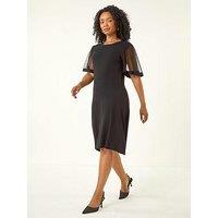 Roman Petite Knitted Mesh Dress - Black