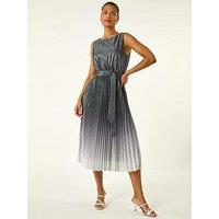 Roman Pleated Ombre Midi Dress - Silver