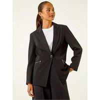 Roman Petite Zip Pocket Stretch Blazer - Black