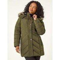 Roman Petite Longline Padded Puffer Coat - Green