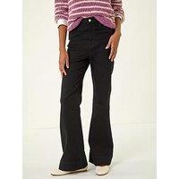 Roman Pocket Stretch Flare Jeans - Black