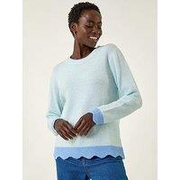 Roman Scalloped Scarf Knit Jumper - Blue