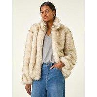 Roman Tipped Faux Fur Relaxed Bomber - Grey