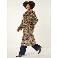 Roman Premium Animal Faux Fur Coat - Brown