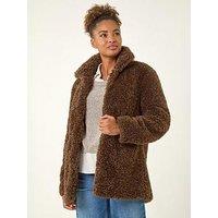 Roman Curly Soft Borg Coat - Brown