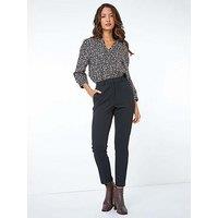 Roman Long Tapered Leg Stretch Trousers - Black