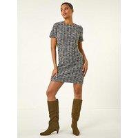 Roman Textured Stretch Shift Dress - Black