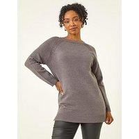 Roman Petite Longline Knit Jumper - Grey