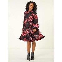 Roman Petite Floral Print Shirt Dress - Red