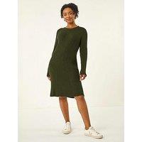 Roman Petite Ribbed Knitted Dress - Green