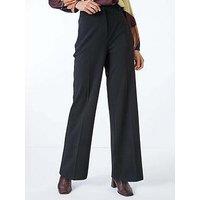 Roman Long Wide Leg Stretch Trousers - Black