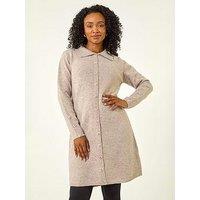 Roman Petite Collared Knit Shift Dress - Grey