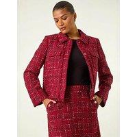Roman Luxury Boucle Textured Jacket - Red