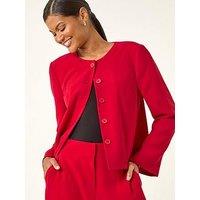 Roman Crepe Textured Suit Jacket - Red