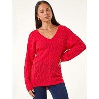 Roman Petite V-Neck Knit Jumper - Red