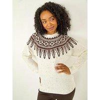 Roman Petite Neppy Fairisle Knit Jumper - Beige